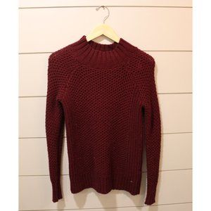 Maroon Mock Neck Thick Knit Sweater